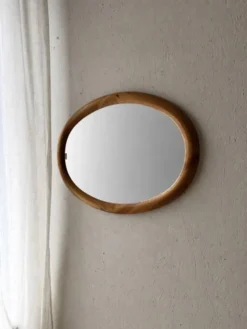 Miroir ovale en pin Glasmaster Markaryd Suède années 1970