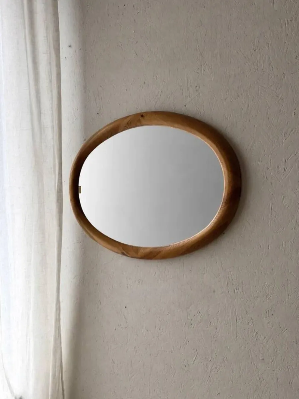 Miroir ovale en pin Glasmaster Markaryd Suède années 1970