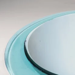 Miroir ovale en verre biseauté vintage par A. Lupi pour Cristal Luxor, Italie 1970