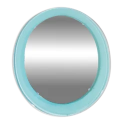Miroir ovale en verre biseauté vintage par A. Lupi pour Cristal Luxor, Italie 1970