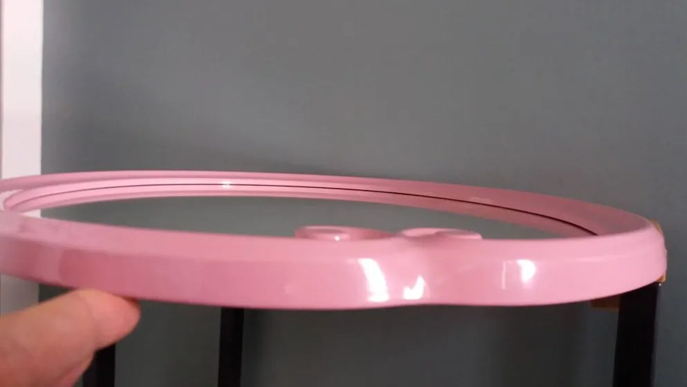 Miroir ovale fonte émaillée rose