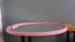 Miroir ovale fonte émaillée rose