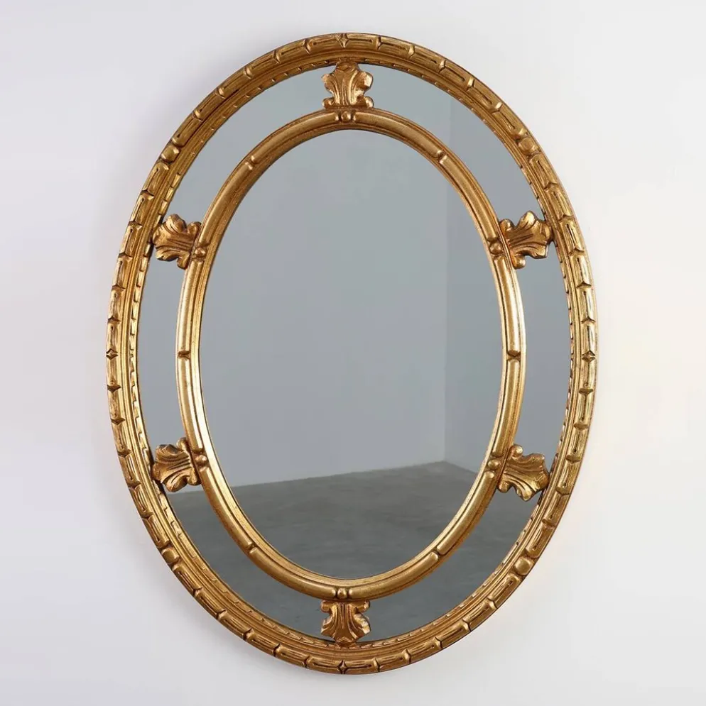 Miroir ovale incliné de style néoclassique du 20e siècle par Deknudt, Belgique
