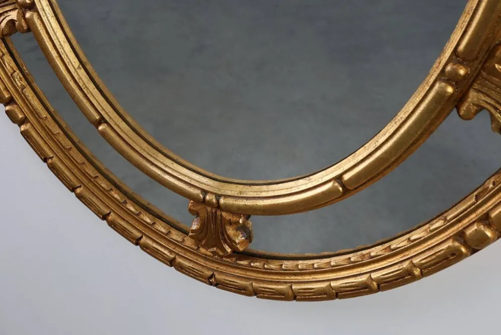 Miroir ovale incliné de style néoclassique du 20e siècle par Deknudt, Belgique