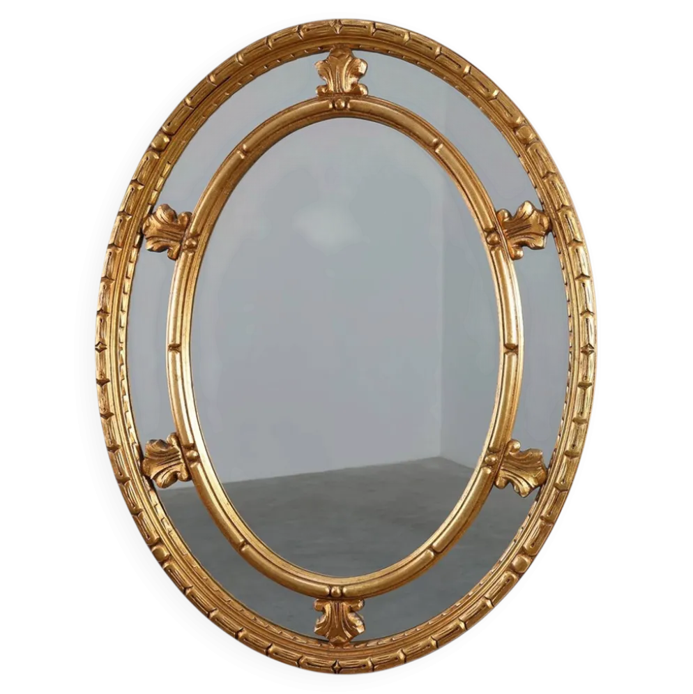 Miroir ovale incliné de style néoclassique du 20e siècle par Deknudt, Belgique