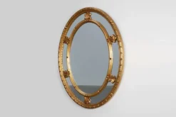 Miroir ovale incliné de style néoclassique du 20e siècle par Deknudt, Belgique