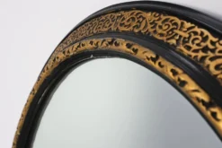 Miroir ovale néoclassique français en noir et or, 20e siècle