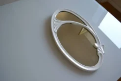 Miroir ovale style art nouveau Jugendstil en fonte de fer émaillée 49 x 29