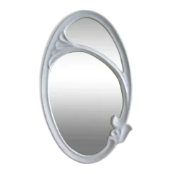 Miroir ovale style art nouveau Jugendstil en fonte de fer émaillée 49 x 29