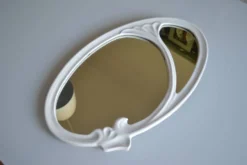 Miroir ovale style art nouveau Jugendstil en fonte de fer émaillée 49 x 29