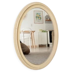 Miroir ovale vintage en bois patiné