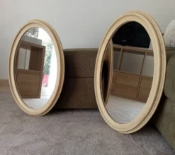 Miroir ovale vintage en bois patiné