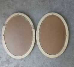 Miroir ovale vintage en bois patiné