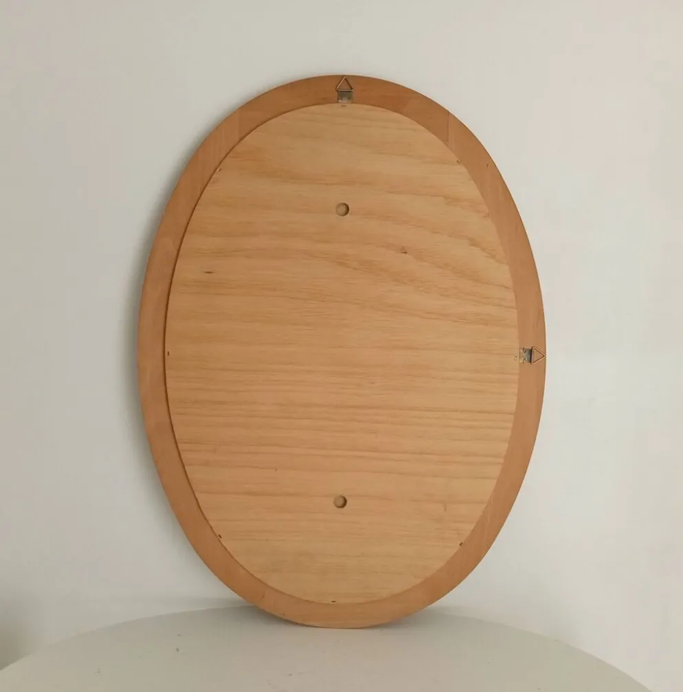 Miroir ovale vintage en hêtre années 70/80