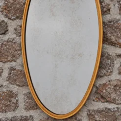 Miroir ovale vintage en métal doré à nœud – style Louis XVI / romantique