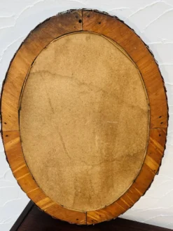 Miroir ovale vintage en osier tressé années 60