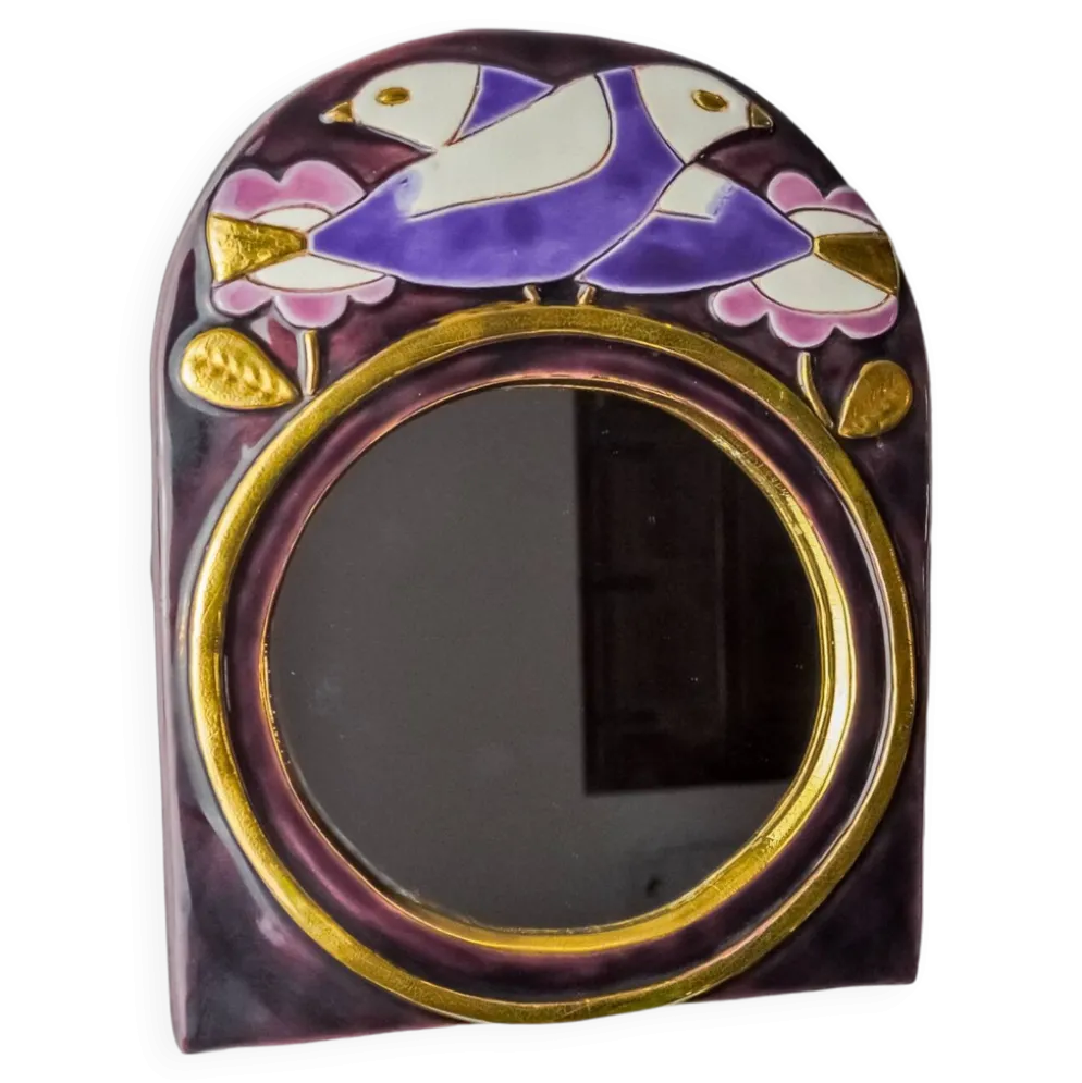 Miroir Paradisiers par Mithé Espelt, céramique, France, 1970