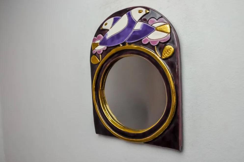Miroir Paradisiers par Mithé Espelt, céramique, France, 1970
