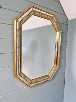 Miroir à parcloses en bois doré, Deknudt (Belgique),1970