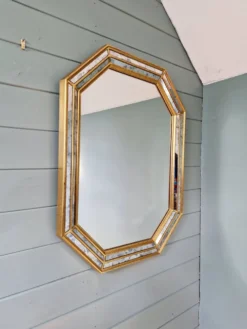 Miroir à parcloses en bois doré, Deknudt (Belgique),1970