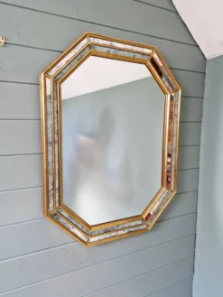 Miroir à parcloses en bois doré, Deknudt (Belgique),1970