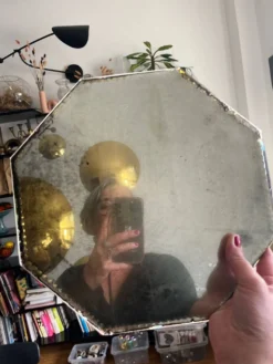 Miroir, plateau octogonal ancien