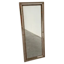 Miroir plein longueur en faux bambou doré vintage – Hollywood Regency, années 1980