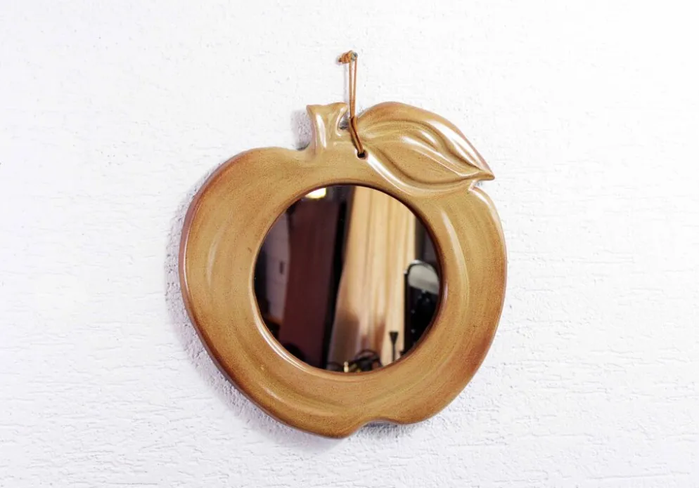 Miroir "pomme" en céramique 1970
