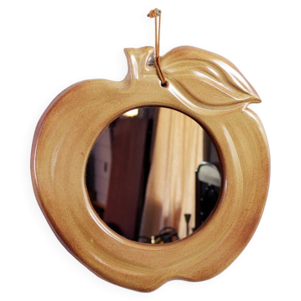 Miroir "pomme" en céramique 1970
