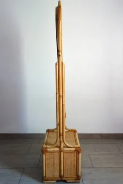 Miroir psyché osier tressé et bambou, années 70/80