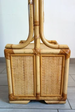 Miroir psyché osier tressé et bambou, années 70/80