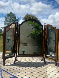 Miroir psyché triptyque en acajou