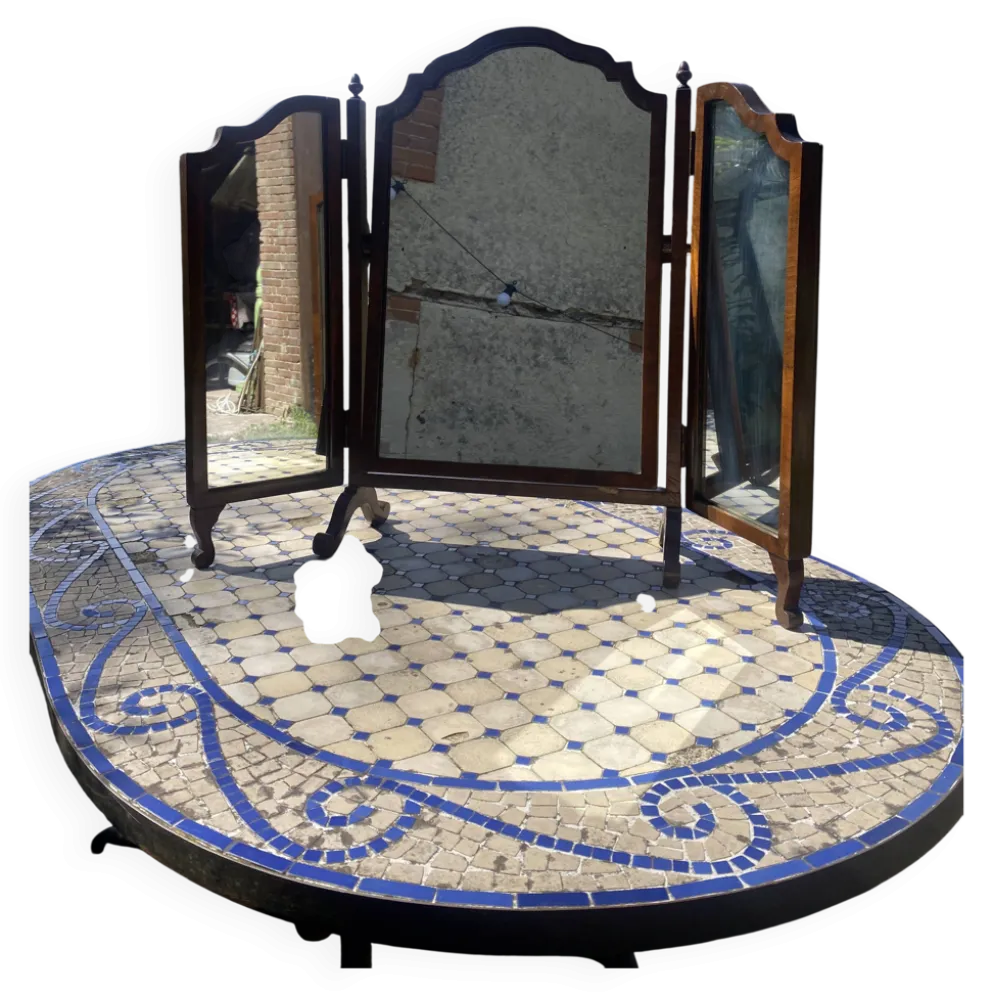 Miroir psyché triptyque en acajou