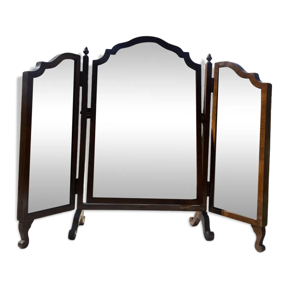 Miroir psyché triptyque en acajou