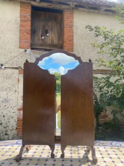 Miroir psyché triptyque en acajou