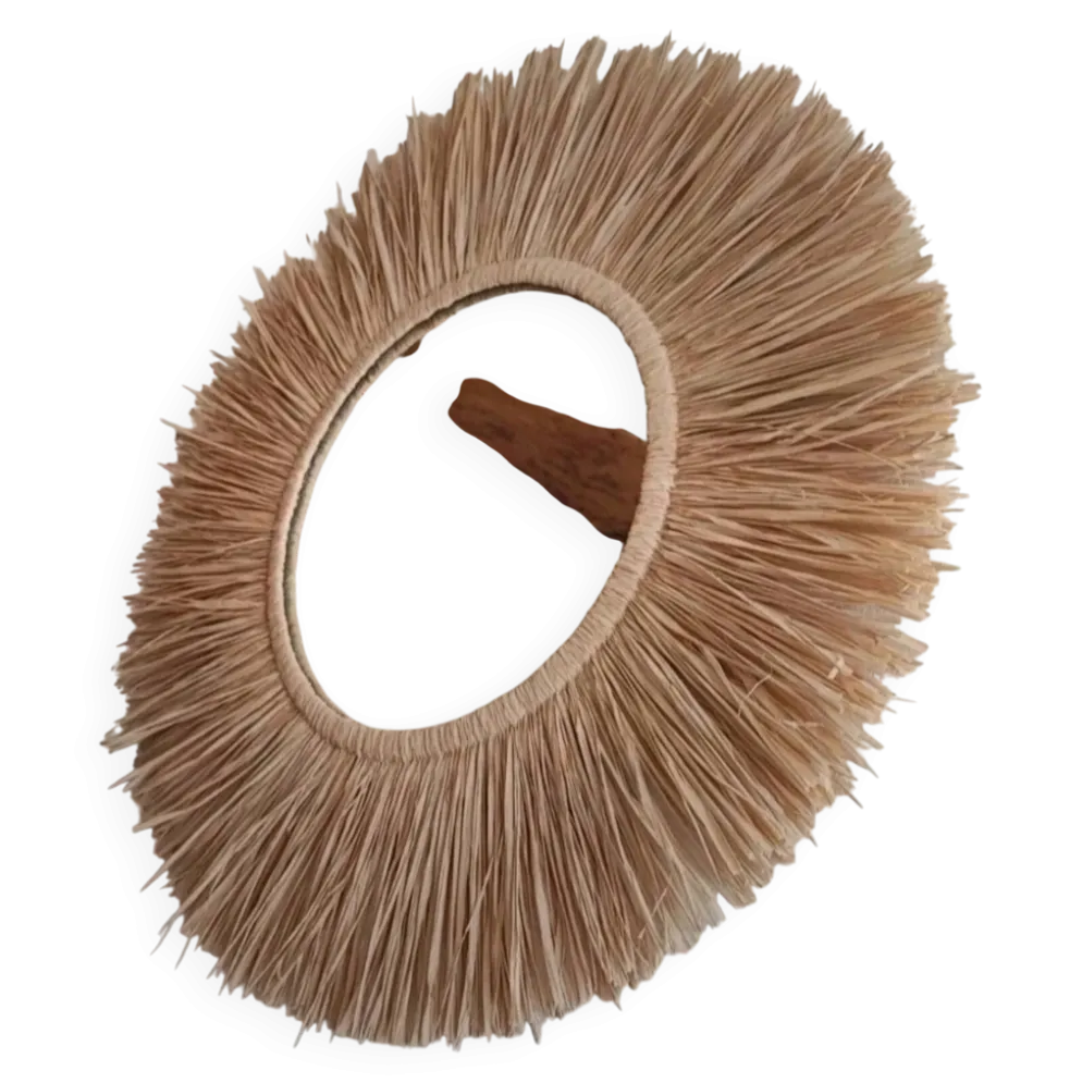 Miroir raphia fait main, création artisanale