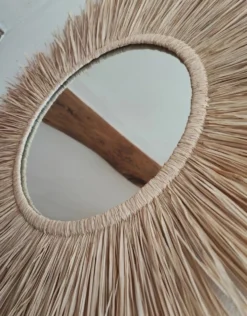 Miroir raphia fait main, création artisanale