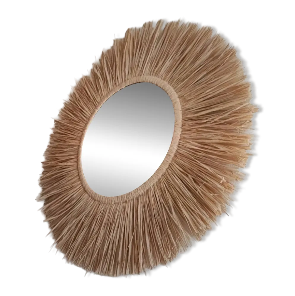 Miroir raphia fait main, création artisanale