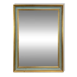Miroir rectangulaire à cadre laqué vert et doré