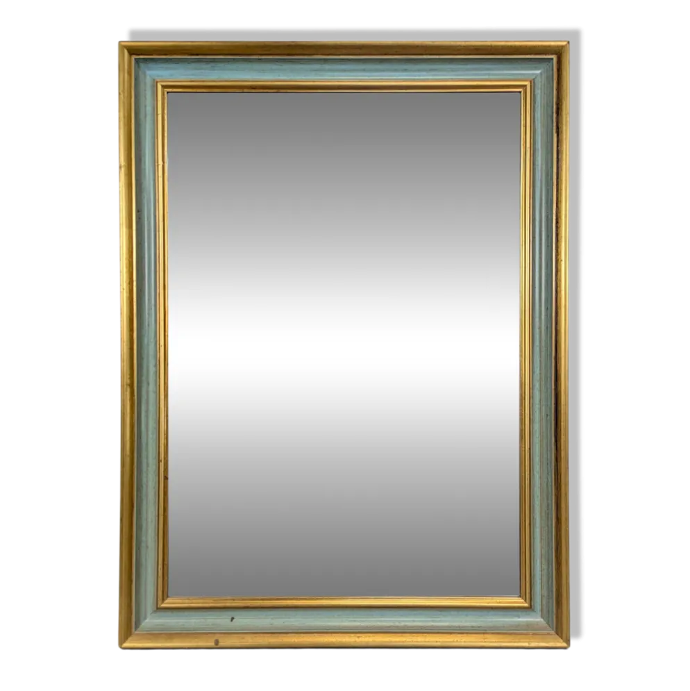 Miroir rectangulaire à cadre laqué vert et doré