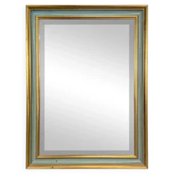 Miroir rectangulaire à cadre laqué vert et doré