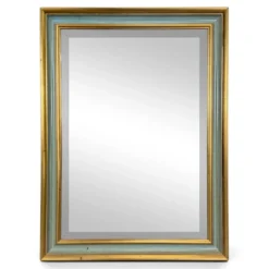 Miroir rectangulaire à cadre laqué vert et doré