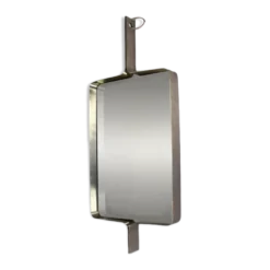 Miroir rectangulaire en acier brossé de Xavier Feal, 1970