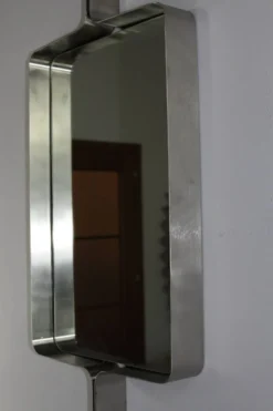 Miroir rectangulaire en acier brossé de Xavier Feal, 1970