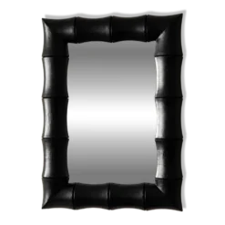 Miroir rectangulaire en bois patiné noir façon bambou – 68 × 100 cm