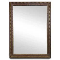 Miroir rectangulaire en bois à filet doré torsadé