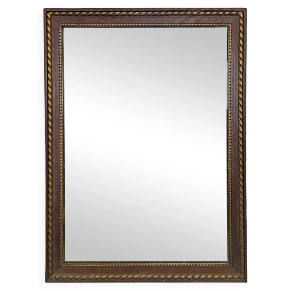 Miroir rectangulaire en bois à filet doré torsadé