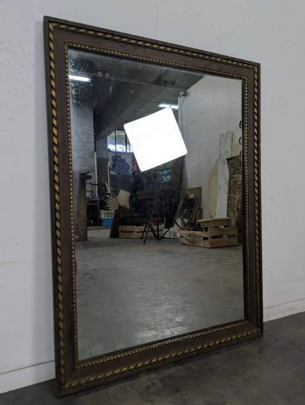 Miroir rectangulaire en bois à filet doré torsadé