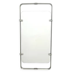 Miroir rectangulaire en métal émaillé argenté, Italie années 1970
