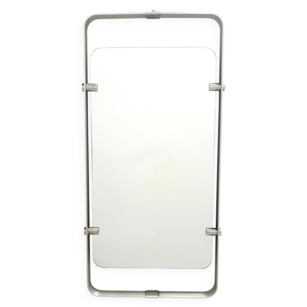 Miroir rectangulaire en métal émaillé argenté, Italie années 1970